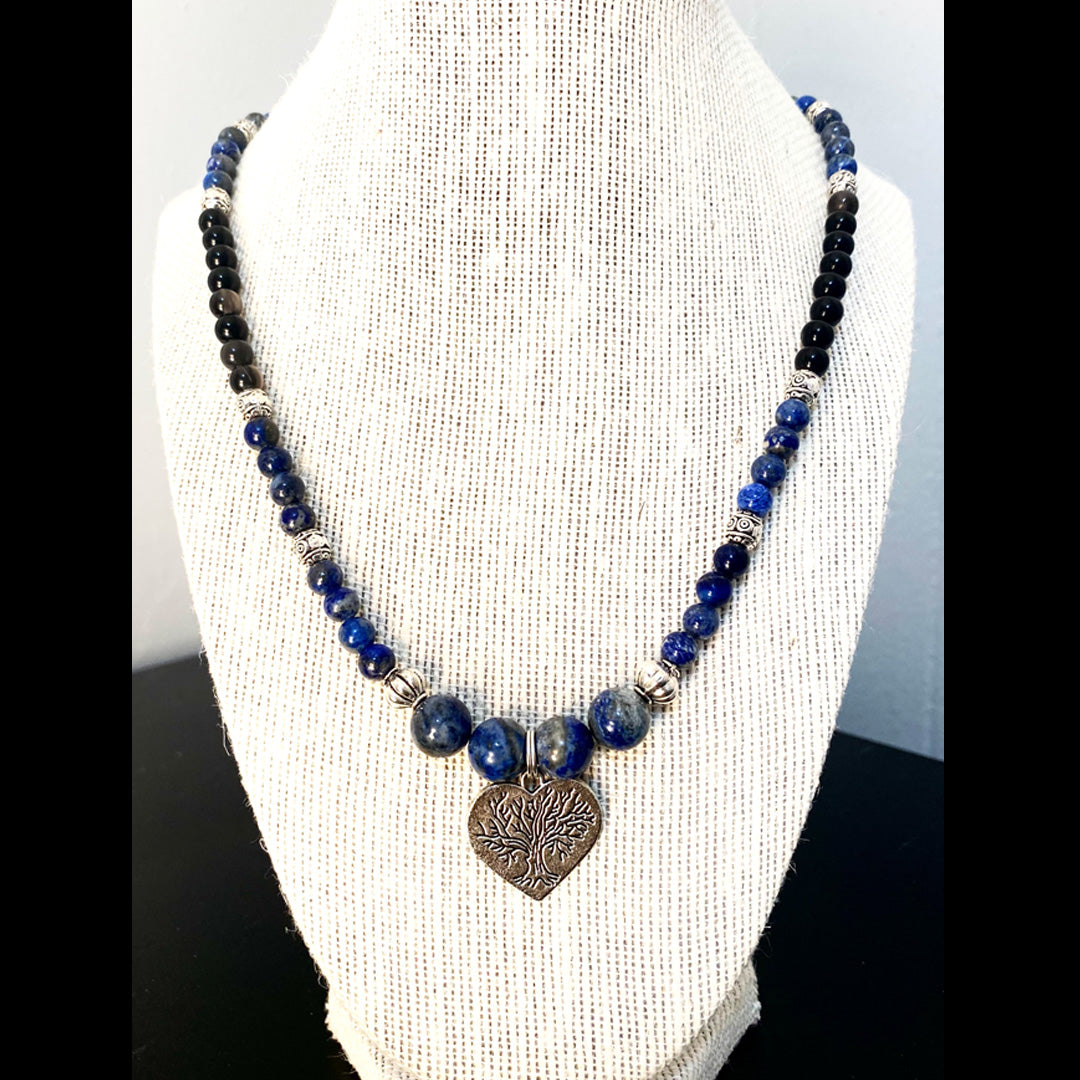 Heart, Lapis Lazuli & Black Obsidian